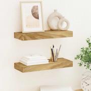 vidaXL Vägghyllor 2 st 40x15x4 cm massivt teakträ