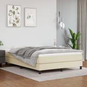 vidaXL Ramsäng med bäddmadrass gräddvit 140x190 cm konstläder