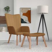 vidaXL Vilstol med fotpall brun sammet