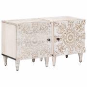 vidaXL Nattduksbord 2 pcs Vit 40 x 33,5 x 46 cm Massivt mangoträ