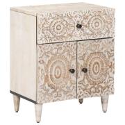 vidaXL Sängskåp med låda Vit 50 x 33 x 60 cm Massivt mangoträ