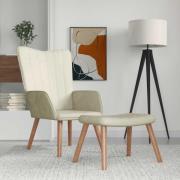 vidaXL Vilstol med fotpall gräddvit sammet