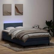vidaXL Resårsäng med madrass och LED mörkgrå 120x220 cm sammet