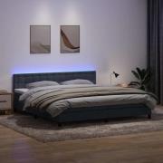 vidaXL Resårsäng med madrass och LED mörkgrå 180x220 cm sammet