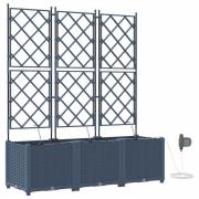 vidaXL Trädgårdsplanterare 3 pcs Grå 120 x 40 x 142 cm Plast