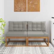 vidaXL Utomhus Mellansoffa 2 Stycke Naturfärg Massivt Akaciaträ