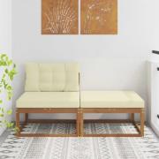 vidaXL Sektionell Soffa Enheter 2 Stycke Naturfärg Massivt Akaciaträ