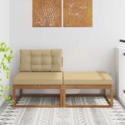 vidaXL Sektionell Soffa Enheter med kudde 2 Stycke Naturfärg