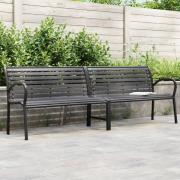 vidaXL Trädgårdsbänk dubbel svart 231 cm stål och WPC