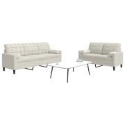 vidaXL Soffgrupp med dynor och bolster 2 delar gräddvit sammet