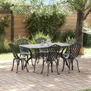 vidaXL Trädgårdsmöbelset 7 pcs Svart Aluminium