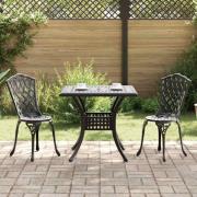 vidaXL Trädgårdsbord Set 3 pcs Svart Gjutet Aluminium