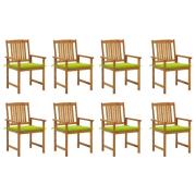 vidaXL Trädgårdsstolar med dynor 8 st massivt akaciaträ