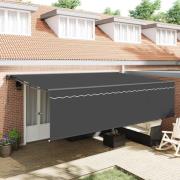 vidaXL Utfällbar markis Antracit 500 × 300 cm Polyester och aluminium