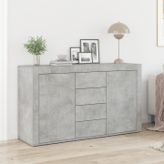 vidaXL Sideboard med låda Betonggrå 120 x 36 x 69 cm Konstruerat trä