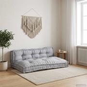 vidaXL Pallettsoffa Kudde 2 pcs Grå 120 x 80 x 38 cm Tyg