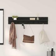 vidaXL Väggmonterad Klädhängare Svart Ek 100 x 10,5 x 18 cm