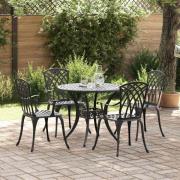 vidaXL Trädgårdsmöbelset 5 pcs Svart Aluminium
