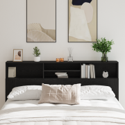 vidaXL Sänggavelsskåp Svart Ek 200 x 19 x 103,5 cm Konstruerat trä