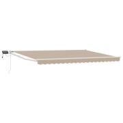 vidaXL Manuell utdragbar markis med LED-lampor Beige och vit 4 × 3 m