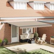 vidaXL Utfällbar markis med LED -remsljus Beige 450 ×300 cm tyg
