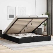 vidaXL Ottoman sängram utan madrass svart 200x200 cm konstläder