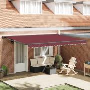 vidaXL Markisram Vinröd 450 × 300 cm Polyester med PU-beläggning