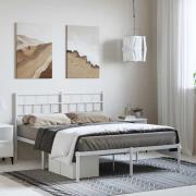 vidaXL Sängram med huvudgavel metall vit 150x200 cm