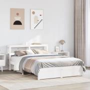 vidaXL Sängram med huvudgavel utan madrass vit 140x190 cm