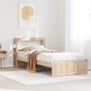 vidaXL Sängram med huvudgavel 90x200 cm massiv furu