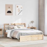 vidaXL Sängram med huvudgavel 150x200 cm massiv furu