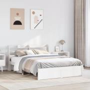 vidaXL Sängram med huvudgavel utan madrass vit 160x200 cm