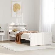 vidaXL Sängram med huvudgavel utan madrass vit 90x190 cm