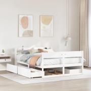 vidaXL Sängram utan madrass vit 135x190 cm massiv furu