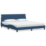 vidaXL Bed with Mattress "Hanko" Blue 180x200 cm Fabric