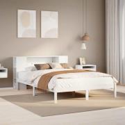 vidaXL Säng med bokhylla utan madrass vit 160x200cm massiv furu