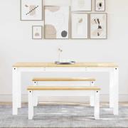 vidaXL Matgrupp 3 delar PANAMA vit massiv trä furu