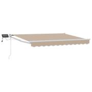 vidaXL Manuell utdragbar markis med LED-lampor Beige och vit 3,5 x 2 m