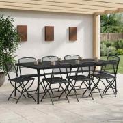 vidaXL Utemöbelset 9 pcs Antracit Järn och stål