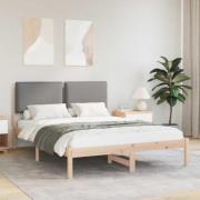vidaXL Sängram med Klädd Huvudgavel Brun och ljusgrå 120 x 200 cm