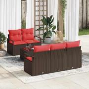 vidaXL Soffset 6 pcs Brun och Röd konstrotting