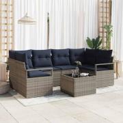 vidaXL Soffset 7 pcs Grå och Blå konstrotting