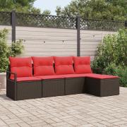 vidaXL Soffset med kudde 5 pcs Brun konstrotting