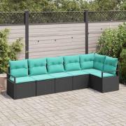 vidaXL Soffset 6 pcs Svart konstrotting