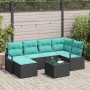 vidaXL Soffset med kudde 7 pcs Svart konstrotting
