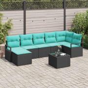 vidaXL Soffset med kudde 8 pcs Svart konstrotting