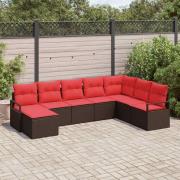 vidaXL Soffset med kudde 8 pcs Brun konstrotting