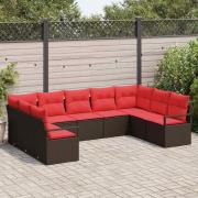 vidaXL Soffset med kudde 9 pcs Brun konstrotting