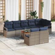 vidaXL Trädgårdsoffset med kudde 9 pcs Grå konstrotting