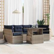 vidaXL Trädgårdsoffset 7 pcs grått och marinblått konstrotting